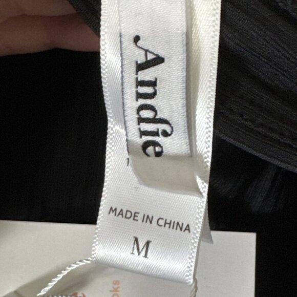 Andie Women's M Banded Cheeky Ribbed Swim Bottom Black NWT 9586 - Picture 13 of 16